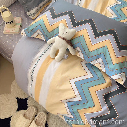 Eğri% 100 pamuk yorgan kapağı karikatür çocukları